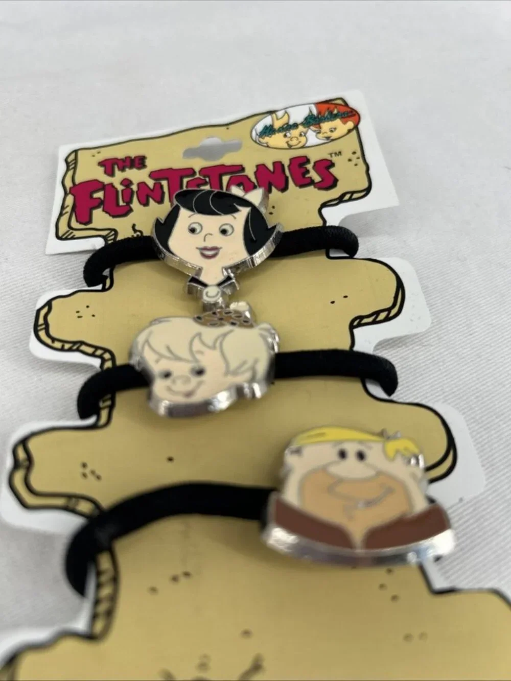 Flintstones Ponytail Holders Betty Bam Bam Barney Enamel Vintage 1994